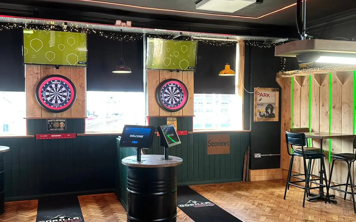Interactive darts and pool at Bull's Hitter sports bar in Cleveleys